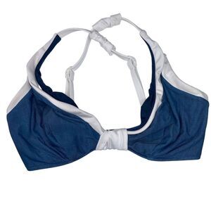 Seafolly Women's Triangle Bikini Top Blue/White Size‎ 12 Wide Strap